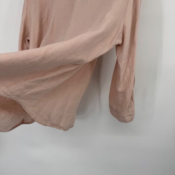 Ellen Tracy Womens Linen Blush Pink Long Sleeve Tunic Top  size large lagenlook - Picture 8 of 12